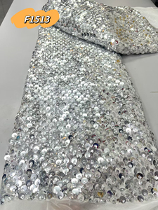 Tissu de dentelle de luxe <span class=keywords><strong>transparent</strong></span> en <span class=keywords><strong>tulle</strong></span> 100 % polyester avec broderie de perles et de sequins pour mariée, collection 2026, motif royal - Product Image 1