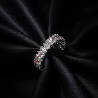 Bague Éternité Premium en Argent Sterling S925 avec Moissanite Couleur D VVS Taille Poire 3x5mm pour Usage Quotidien au Bureau, Bijoux Personnalisés en Gros