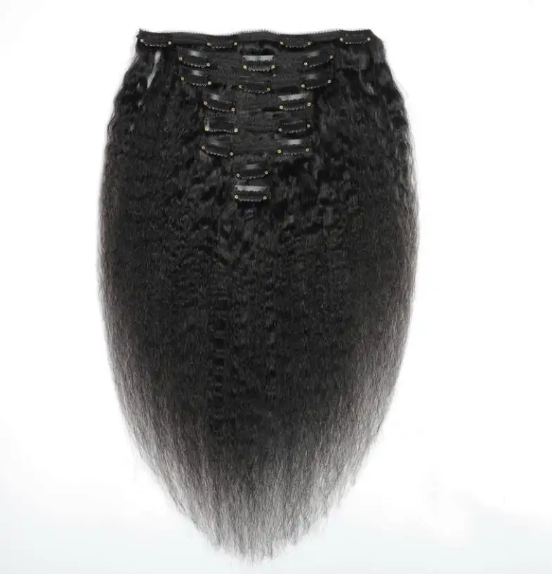 Курчавые прямые заколки для наращивания волос, черные заколки для наращивания волос 26 дюймов