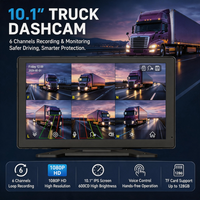 Sistema de Monitoreo de Camiones y Autobuses de 6 Canales, Cámara de Reversa ADAS con Pantalla de 10.1 Pulgadas, Cámaras de Reversa Multiángulo, Alarma de Sonido y Luz