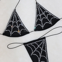 S697 Tenues très demandées, vêtements de performance exotiques et sexy avec strass, bikini scintillant en cristal, micro string de scène pour strip-teaseuse, vêtements de danse