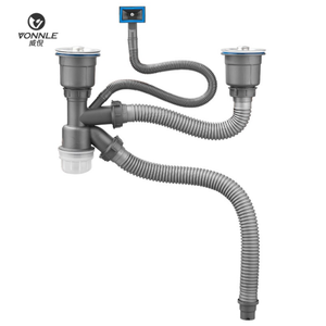 Moderno baño cocina doble cuenco <span class=keywords><strong>fregadero</strong></span> tubo de drenaje a prueba de insectos y a prueba de olores <span class=keywords><strong>fregadero</strong></span> filtro tubo de drenaje <span class=keywords><strong>Kit</strong></span> - Product Image 6