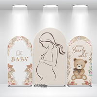 Lot de 3 supports de toile de fond Chiara Arch avec housse en tissu tendu imprimée sur mesure pour photomaton, idéal pour les décorations de baby shower et de mariages
