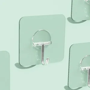 Crochet adhésif transparent mural rond en acier inoxydable pour salle de bain et <span class=keywords><strong>cuisine</strong></span> - Product Image 1