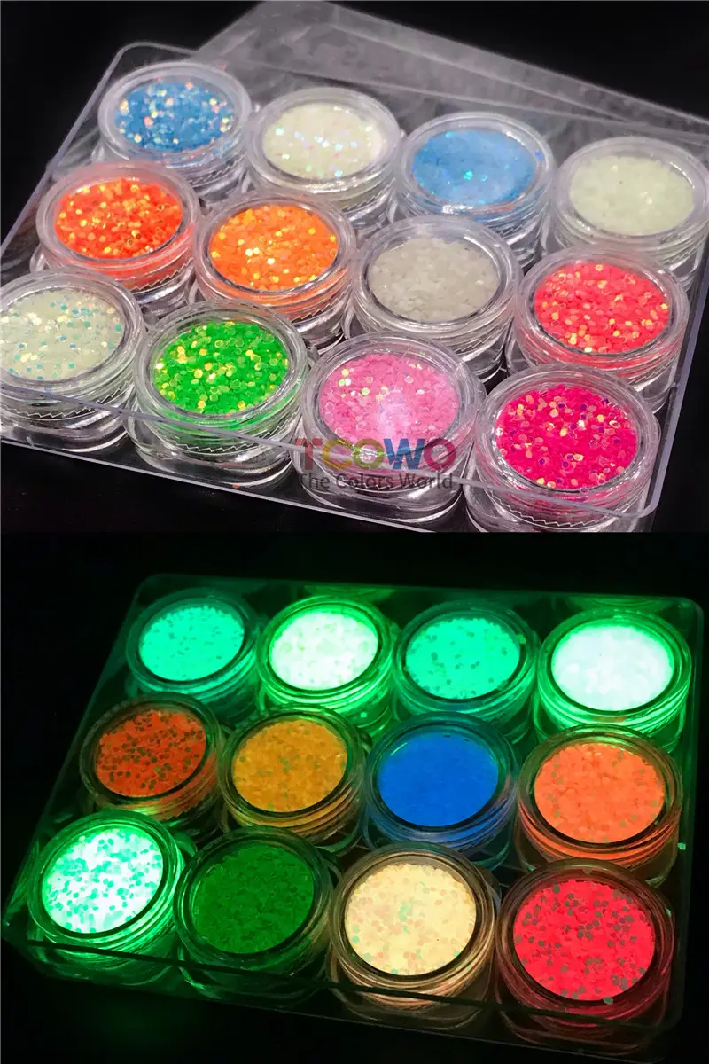 Glow In Dark Luminous Iridescent Nails Art Glitter Long Last Glowing Tumbler Resin Crafts Festival Decoration Suppliers