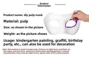 Masques en papier de pulpe blanc à peindre pour femmes hommes enfants-Mascarade Halloween Party Decor-Masques artisanaux vierges - Product Image 6