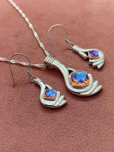 Handcrafted <b>Real</b> Quartz <b>Crystal</b> Jewelry Set 925 Sterling Silver Pendant Necklace and Matching Earrings Elegant Gemstone Jewelry - Product Image 3