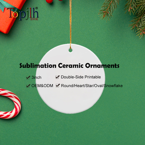 Topjlh Sublimação Blanks Sublimação Ornamentos 3 polegadas Round <span class=keywords><strong>White</strong></span> Blank Com Logotipo Personalizado Árvore De Natal Ornamentos Venda Quente - Product Image 5