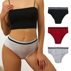 Culottes élastiques à taille <span class=keywords><strong>large</strong></span>, style hipster, taille moyenne, sous-vêtements en <span class=keywords><strong>coton</strong></span> pour femme – Offre spéciale - Product Image 5