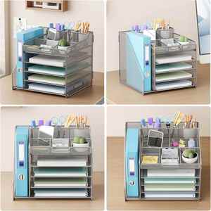 4-Tiers Mesh Metal Desk Organizer for Home Use Office Supplies From China-under Desk <b>Drawer</b> <b>File</b> Trays Crafted Metal Organizer - Product Image 5
