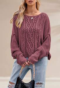 <strong>Women</strong> Custom Cable Knit Crewneck Pullover Sweaters <strong>Chunky</strong> Long Sleeve Tunic Sweater Warm Fall <strong>Jumper</strong> Top 2025 - Product Image 6