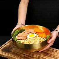 Ensemble de bols coréens empilables en acier inoxydable poli à double paroi, écologiques, grande capacité, pour nouilles froides, ramen et salades