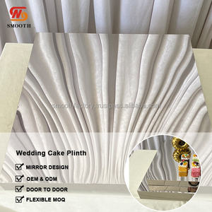 Socle à gâteau moderne en miroir argenté, table de fête de mariage, support à gâteau carré en métal, piédestal - Product Image 2