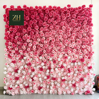 Mur de fleurs enroulable fait main 8FTx8FT, toile de fond florale rose pour décoration de mariage et de restaurant