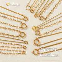 Collier à fermoir à ressort en acier inoxydable YIMEILI, plaqué or PVD, personnalisable avec des pendentifs supplémentaires, collier empilable.