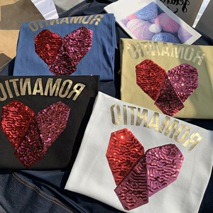 T-Shirt <span class=keywords><strong>con</strong></span> <span class=keywords><strong>paillettes</strong></span> da <span class=keywords><strong>donna</strong></span> all'ingrosso stile Casual <span class=keywords><strong>con</strong></span> ricamo personalizzato <span class=keywords><strong>con</strong></span> logo a manica corta di alta qualità T-Shirt in cotone - Product Image 4