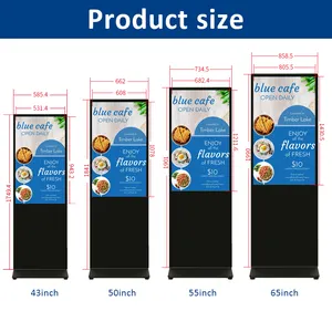 43/49/55 polegadas piso permanente interior Android Win Lcd Totem Quiosque Touch Screen Digital Signage e Lcd Publicidade Display