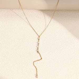 <span class=keywords><strong>Ciondolo</strong></span> a forma di Y da donna alla moda, collana lunga con nappe e perline, collana in acciaio inossidabile all'ingrosso della fabbrica - Product Image 5