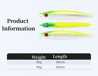 TG Mj262 60g-80g Leurre dur en métal au plomb, phosphorescent UV, type jig, action lente, coulée rapide, coulant, pour pêche en mer et en ruisseau