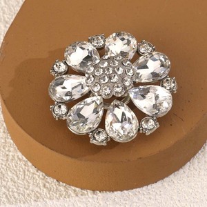 Rhinestone Flower Decorative <b>Buttons</b> Silver Alloy Clothing Accessories Nickel Free For Fur Coats - Product Image 3