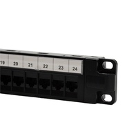 1U 24 UTP Panel Tempel Terpasang Rak Port dengan Rj45 Modular Jack
