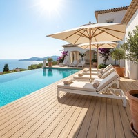 Terrasse en WPC Co-extrudé, Classe B1, Ignifuge, Antidérapant, Étanche, pour Jardin, Piscine, Patio, Terrasse 3D Embossée