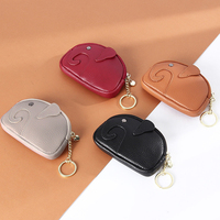 Porte-monnaie pour femme en cuir véritable, design mini éléphant mignon Kawaii, avec porte-clés, pour filles