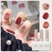 Ensemble de vernis gel UV 3 couleurs pour Noël, rouge vin, blanc, or pailleté, à retirer par trempage, gel à ongles LED, fournitures pour nail art de Noël pour salon de manucure et DIY