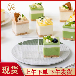 Disposable Pudding Cups Square <b>Mini</b> Mousse Cupcake Containers Transparent Hard Plastic 50 Pieces For Party Use - Product Image 4