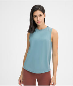 Camiseta sin mangas de Yoga informal para mujer, gran oferta de verano, poliéster transpirable, Color puro, sin mangas - Product Image 4