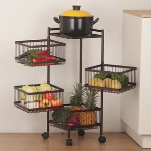 Est To Use 5 Tier TI ulti-funcional loor rolrolley 360 egegree ototion ititchen helf ruruit eegetable tortorage ACK - Product Image 2