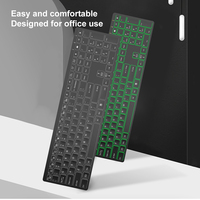 Nouveau clavier à membrane rétroéclairé LED rechargeable, 113 touches, sans fil 2.4G USB, ultra-fin, saisie silencieuse, touches multimédias pour PC portable
