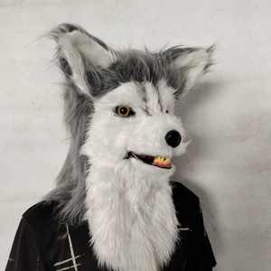 ขากรรไกรขยับได้น่ากลัวหน้ากากหัวสุนัขแบบเปิดปากพร้อมหน้ากากใบหน้าเหมือนจริงของสัตว์หน้ากากคอสเพลย์สยองขวัญน่าขนลุกสำหรับอุปกรณ์งานปาร์ตี้ - Product Image 1