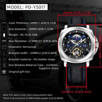 Montre mécanique de luxe Pagani Design PD-YS017 YS017 pour homme, design ajouré, automatique, lumineuse, étanche