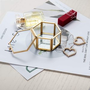 Box Ring Gold Jewelry Glass Box Preserved Flower Glass Box Ring Earring Decorative Box Valentine Wedding