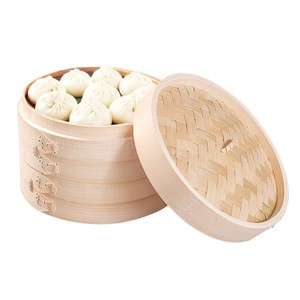 Kitchen Food Dim Sums Cookware 2 Tiers Eco Friendly Mini Nature Bamboo Chinese Dumpling <b>Steamers</b> Cooker Basket Set for Cooking - Product Image 5