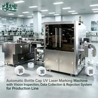 Machine de marquage laser UV automatique pour bouchons de bouteilles avec inspection visuelle, système de collecte et de rejet de données pour ligne de production GS1