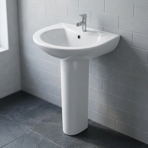 Lavabo sur pied en céramique blanche Vinus pour salon de coiffure, salle de bain, usage commercial - Product Image 4