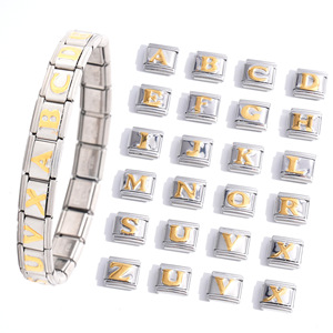 Italian Modular Stainless Steel Bracelet 26 Letter Alphabet Charms DIY Unisex Jewelry Gift Accessory - Product Image 2
