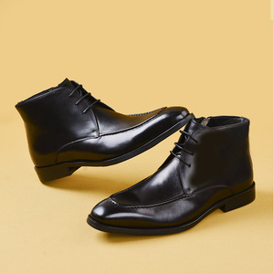 Botas Chelsea de Hombre con Cordones, Suela Gruesa de Alta Calidad, Forro de Piel Genuina, Antideslizantes, Estilo Casual de Negocios Británico - Product Image 4