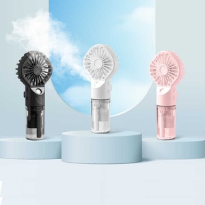Factory Wholesale 4-Speed USB Rechargeable Mini Handheld Office Water Cooler Fan Nano Sprayer Wind Speed Foldable <b>Humidify</b> - Product Image 1