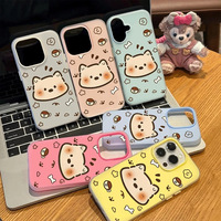 Coque de téléphone en TPU motif chiot et étoiles de café pour iPhone 11/14 Pro/15 Pro Max - Relief tridimensionnel, style gelée deux-en-un