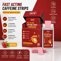 Bandes orales à action rapide OKTW à la caféine, vitamines B6 et B12, favorisant la vigilance et la concentration, saveur fraise menthe, en stock