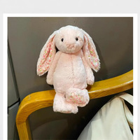 Jellcatt UK Peluche Lapin Timide aux Oreilles Florales, Douce, à Longues Oreilles Tombantes, Poupée en Peluche