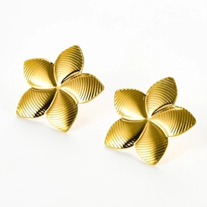 Boucles d'oreilles clous en acier inoxydable doré pour femme, grandes fleurs massives, bijoux fantaisie, cadeau - Product Image 4