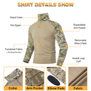 Chemise <span class=keywords><strong>tactique</strong></span> à manches longues en tissu <span class=keywords><strong>de</strong></span> tricot <span class=keywords><strong>de</strong></span> coton Rip-Stop Uniforme Camouflage pour la chasse Vêtements <span class=keywords><strong>de</strong></span> style <span class=keywords><strong>militaire</strong></span> - Product Image 3