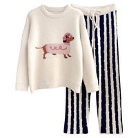 Nouvelle Arrivée Hiver – Pyjama Coréen Doux et Moelleux à Motif Chien Saucisse, en Polaire Simple Face, Col Épais, pour Intérieur/Extérieur