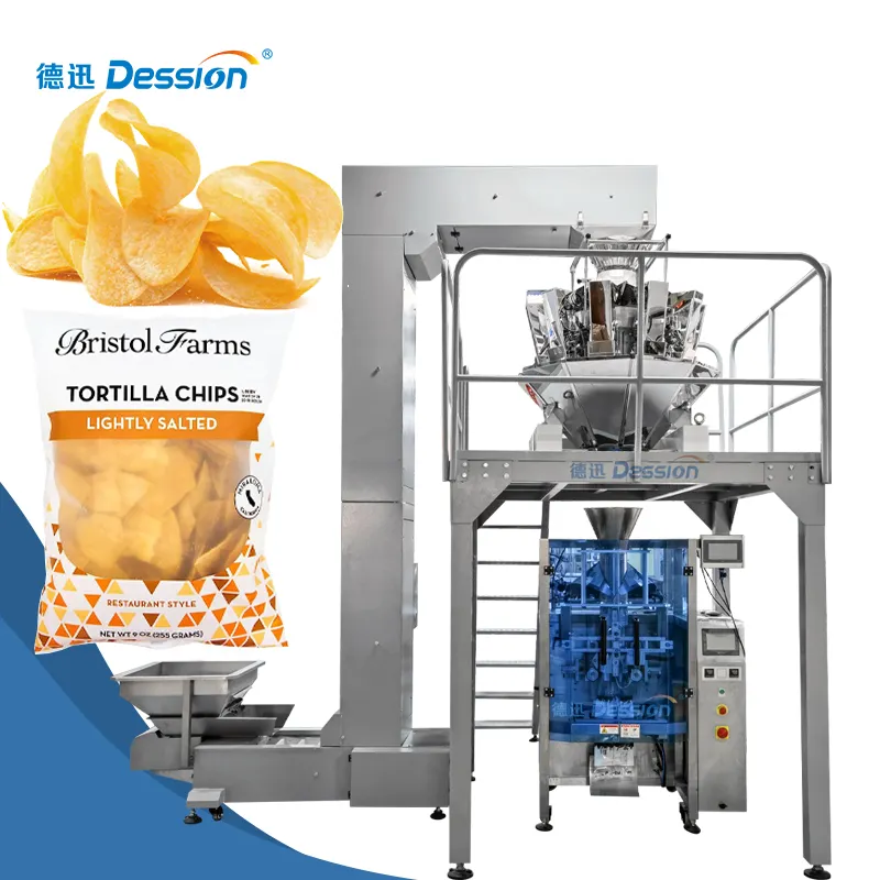 Fabriek Prijs Automatische Wegen Chips Verpakkingsmachine Met Stikstof Voor Chips Banaan Chips Verpakkingsmachine
