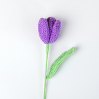 Bon marché, branche de tulipe au crochet avec ouverture multicolore, vente en gros de fleurs artificielles en tricot, ornement pour la fête des mères, fête des enseignants