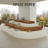 Table de présentation modulaire pliable Spazepaper Big Bored Rectangle Long Shelf, étagère incurvée droite en papier pour salon professionnel et événementiel